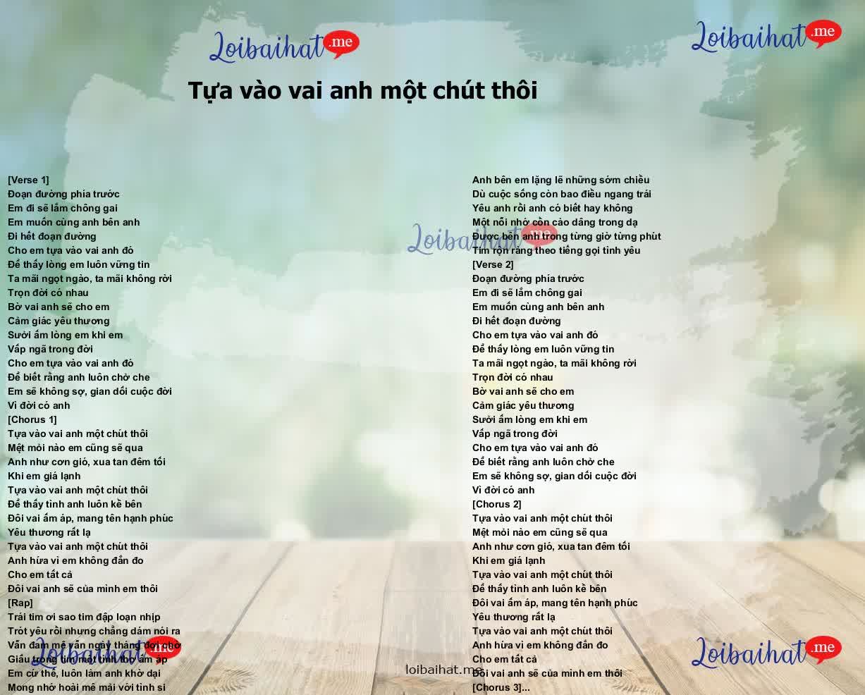 Tựa vào vai anh một chút thôi