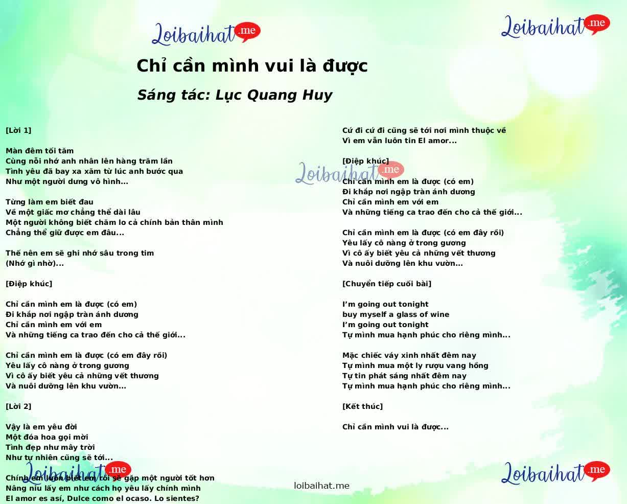 Chỉ cần mình vui là được