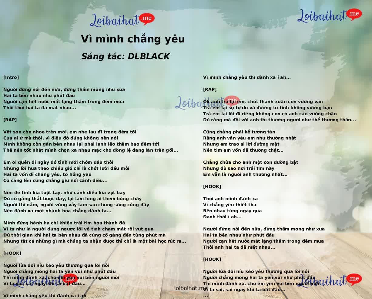 Vì mình chẳng yêu