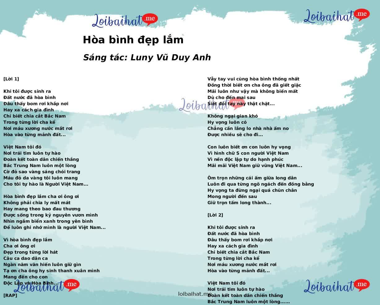 Hòa bình đẹp lắm