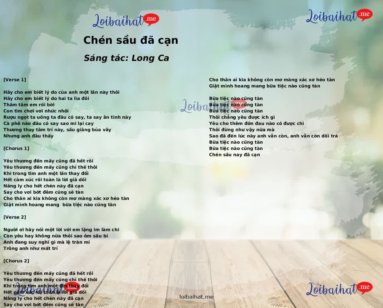 Chén sầu đã cạn