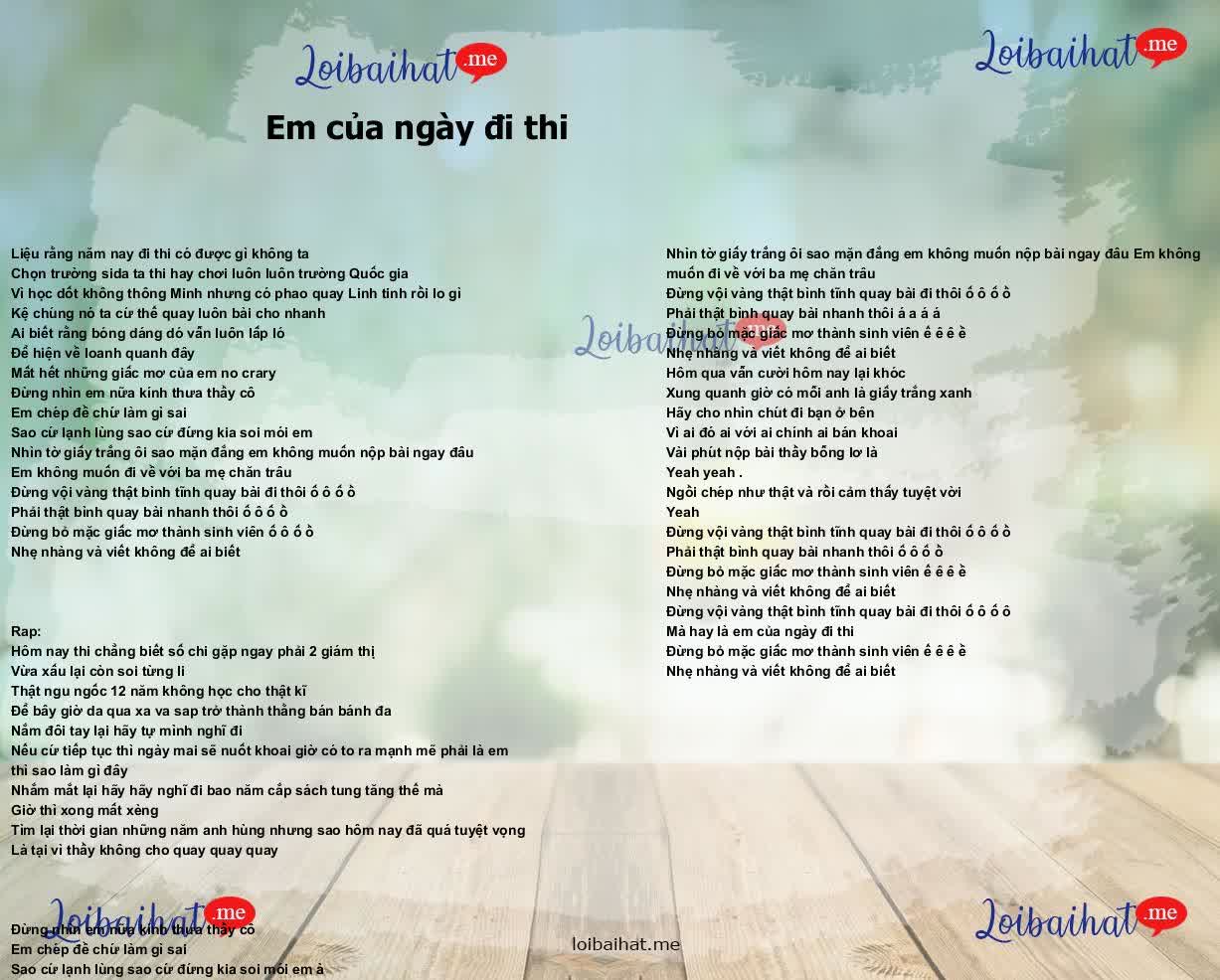 Em của ngày đi thi
