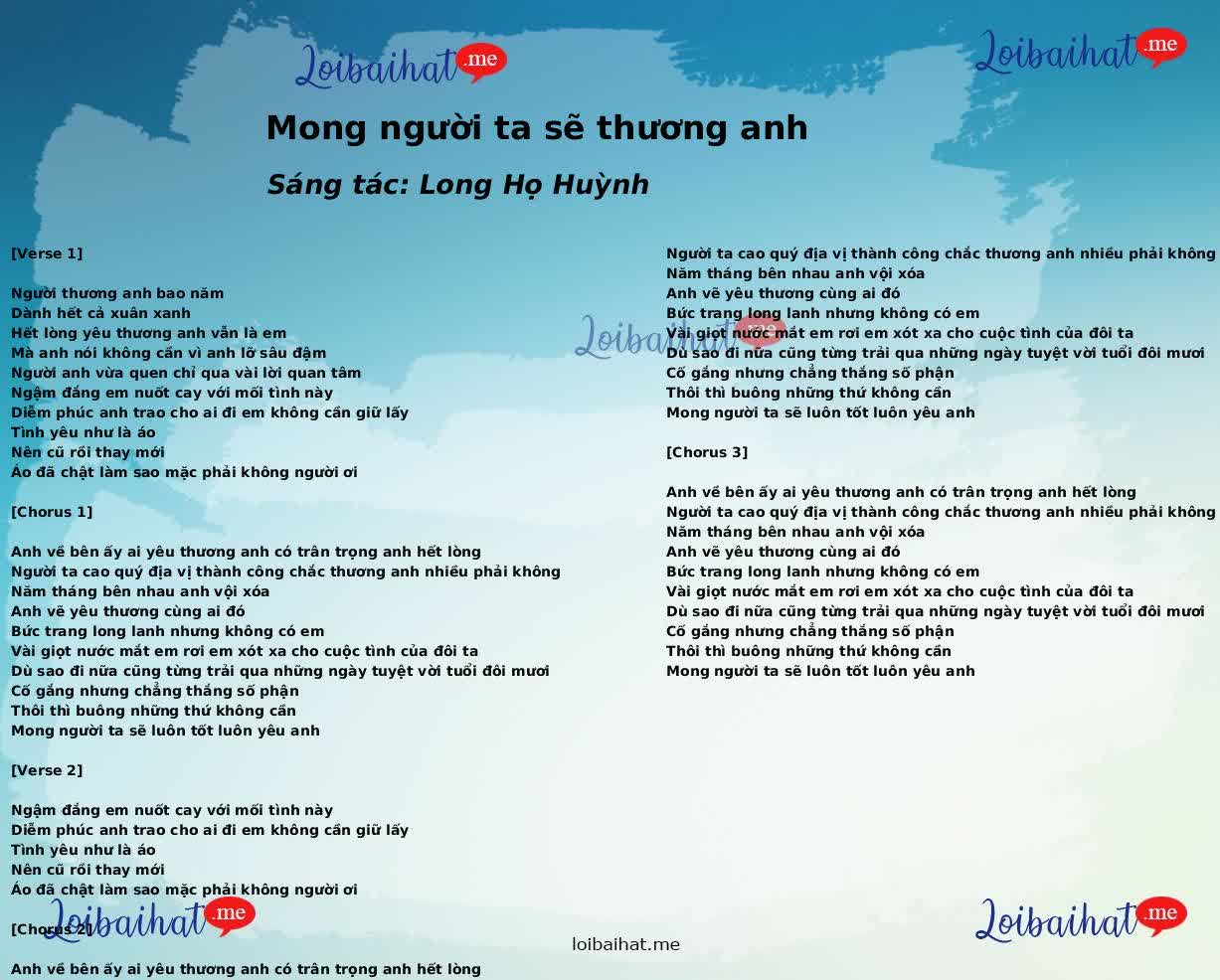 Mong người ta sẽ thương anh