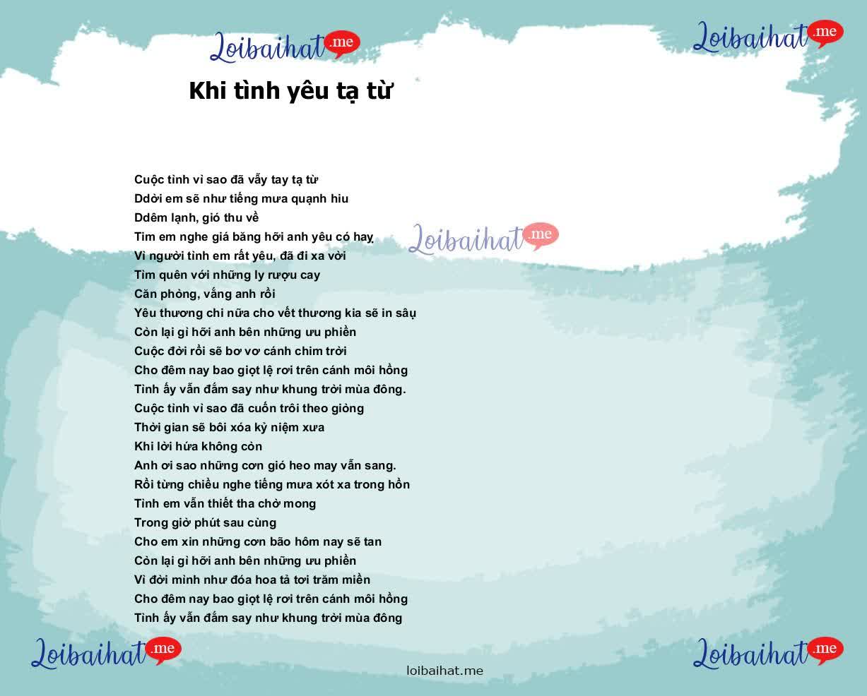 Khi tình yêu tạ từ