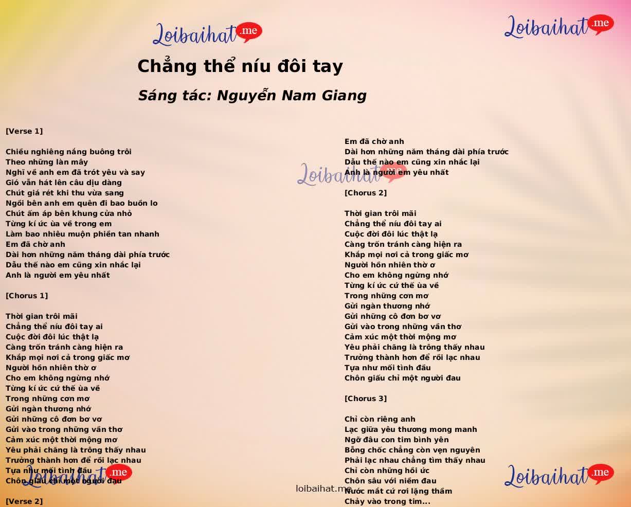 Chẳng thể níu đôi tay