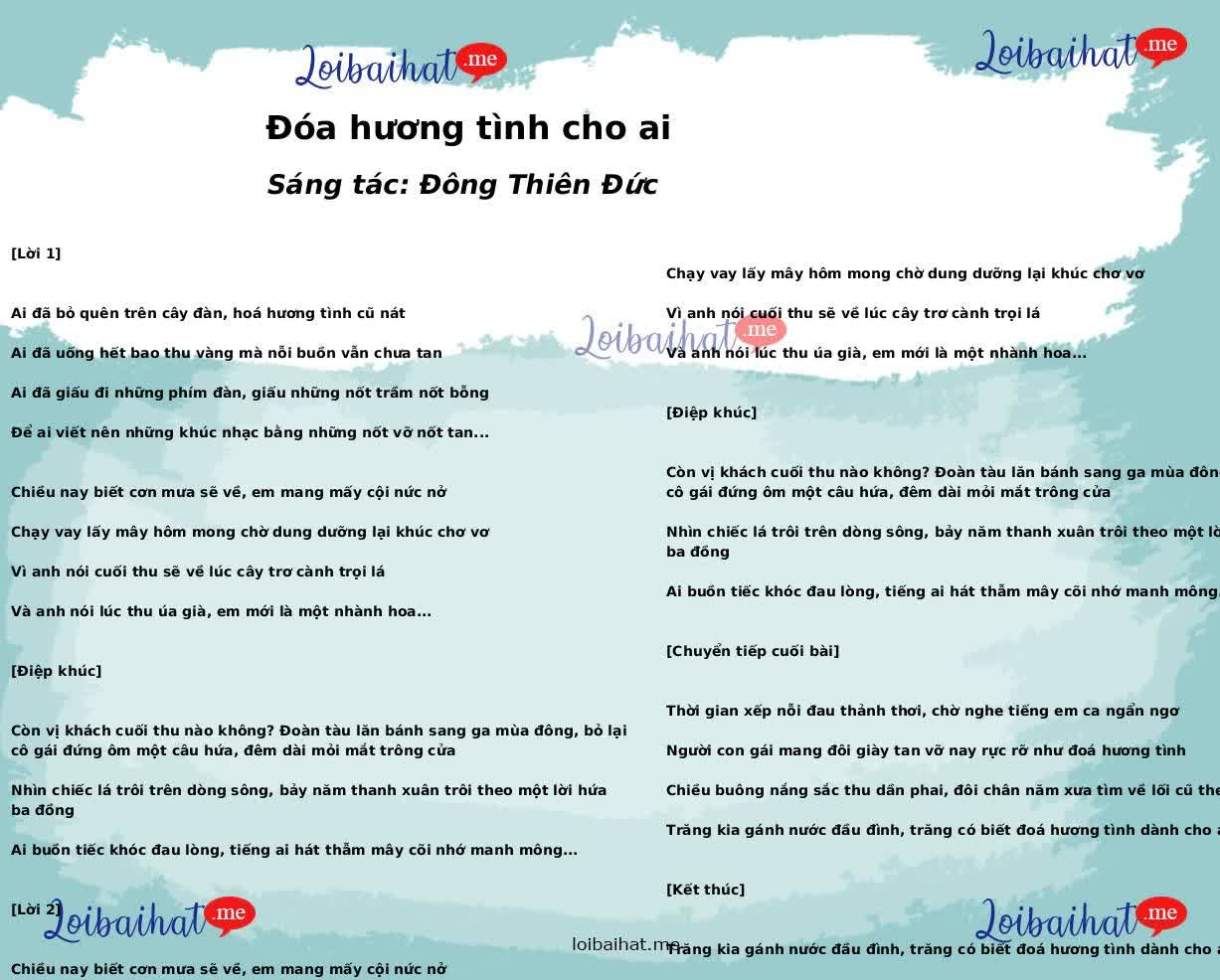 Đóa hương tình cho ai