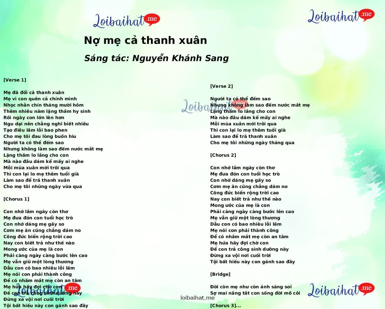 Nợ mẹ cả thanh xuân
