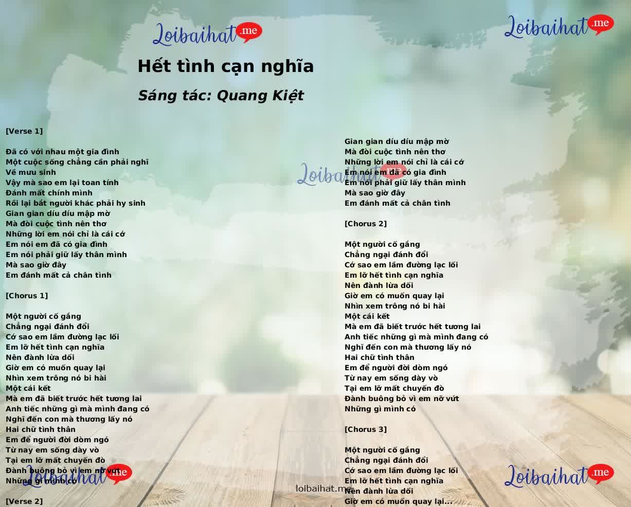 Hết tình cạn nghĩa