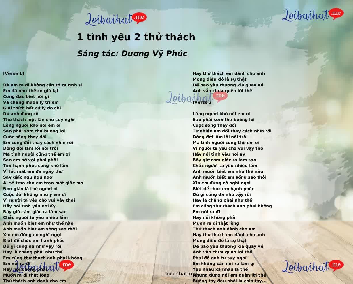 1 tình yêu 2 thử thách