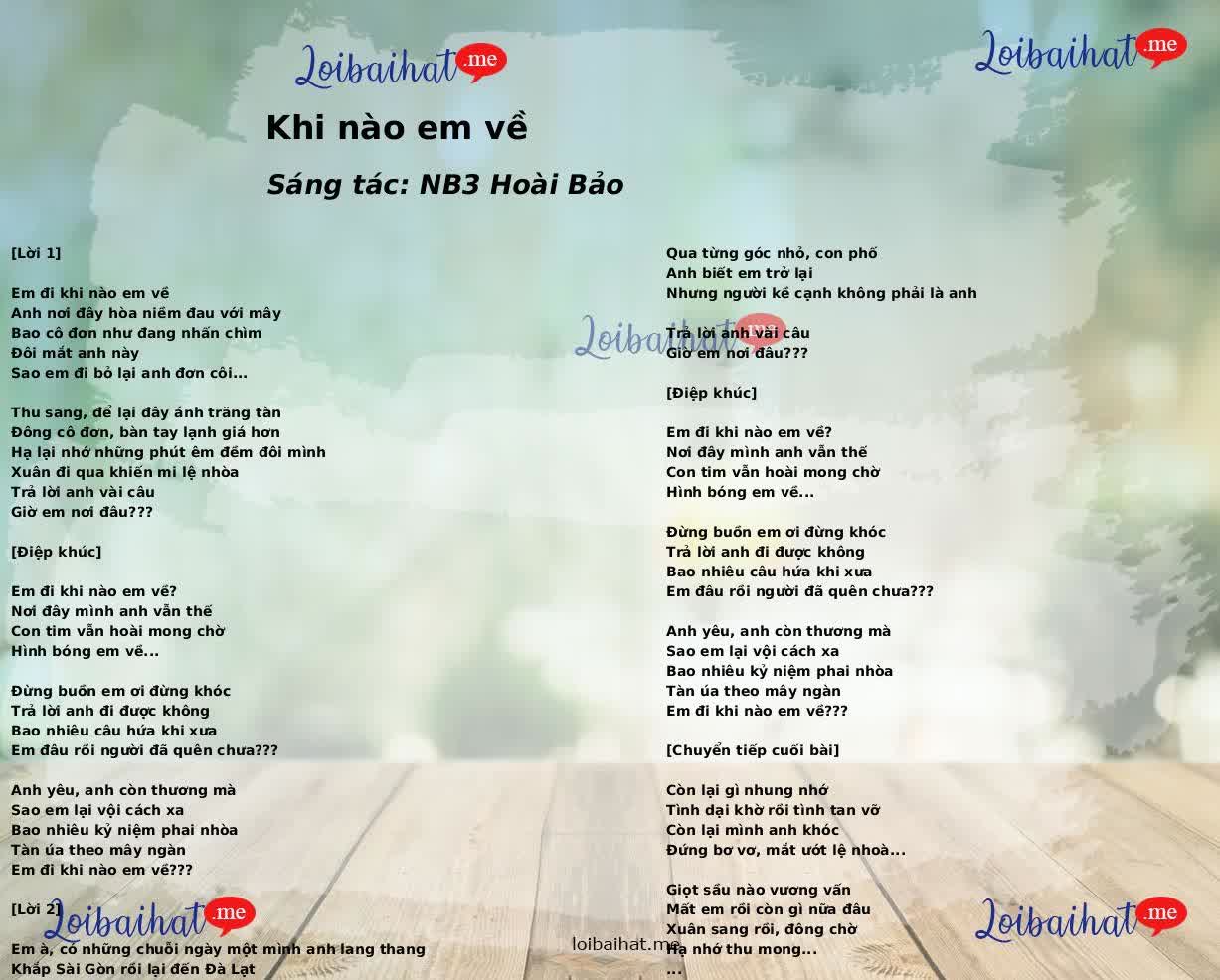 Khi nào em về