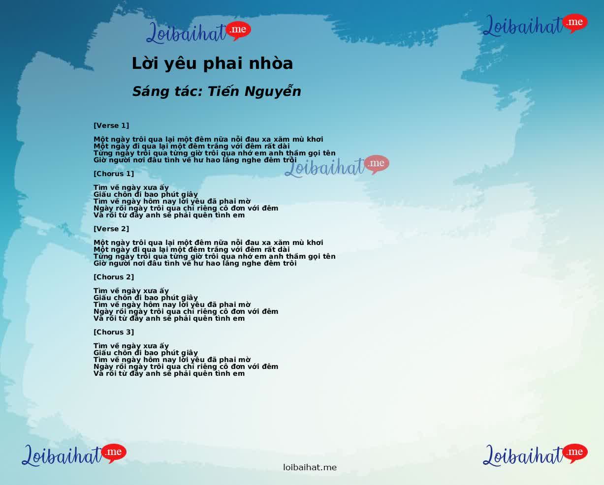 Lời yêu phai nhòa