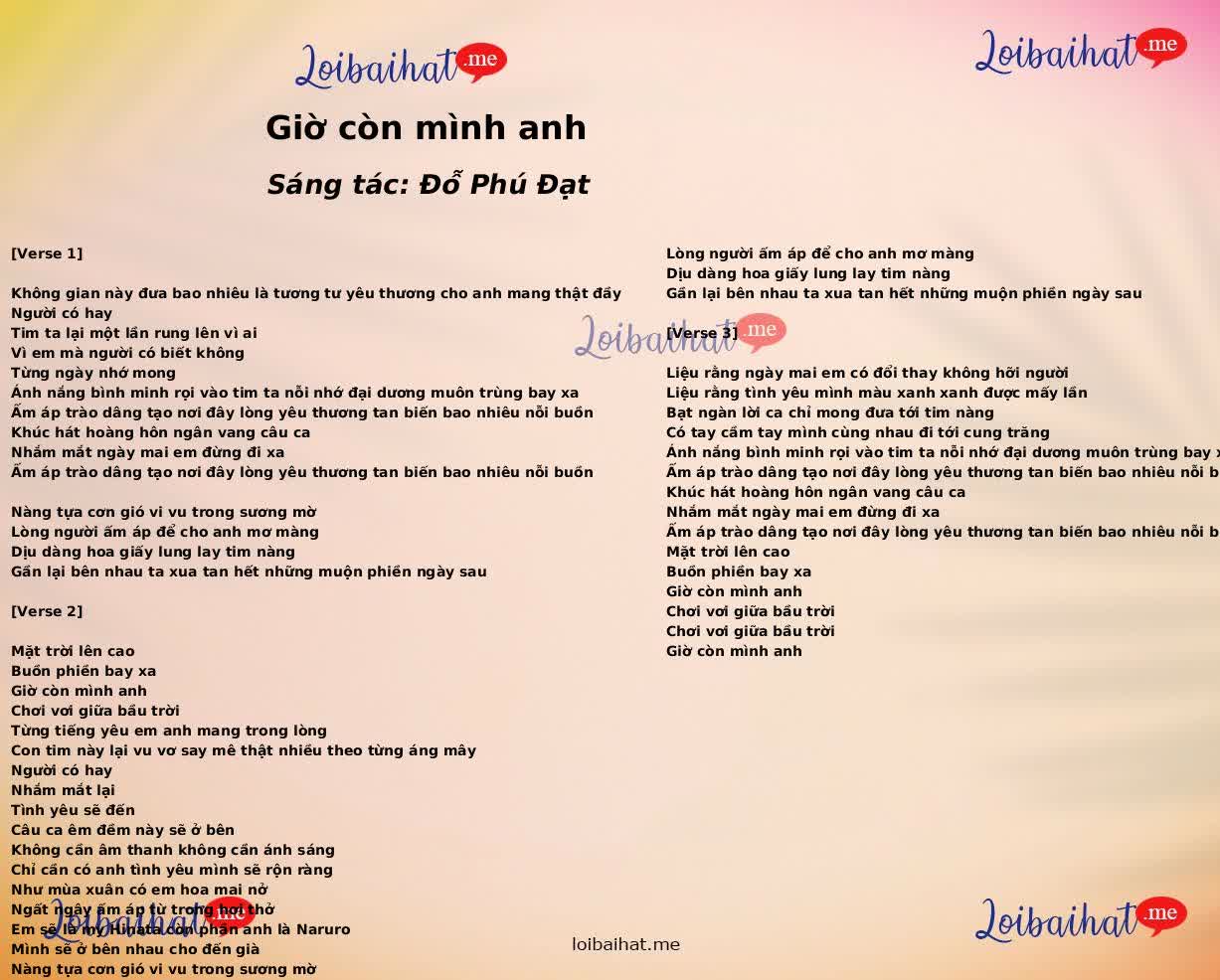 Giờ còn mình anh