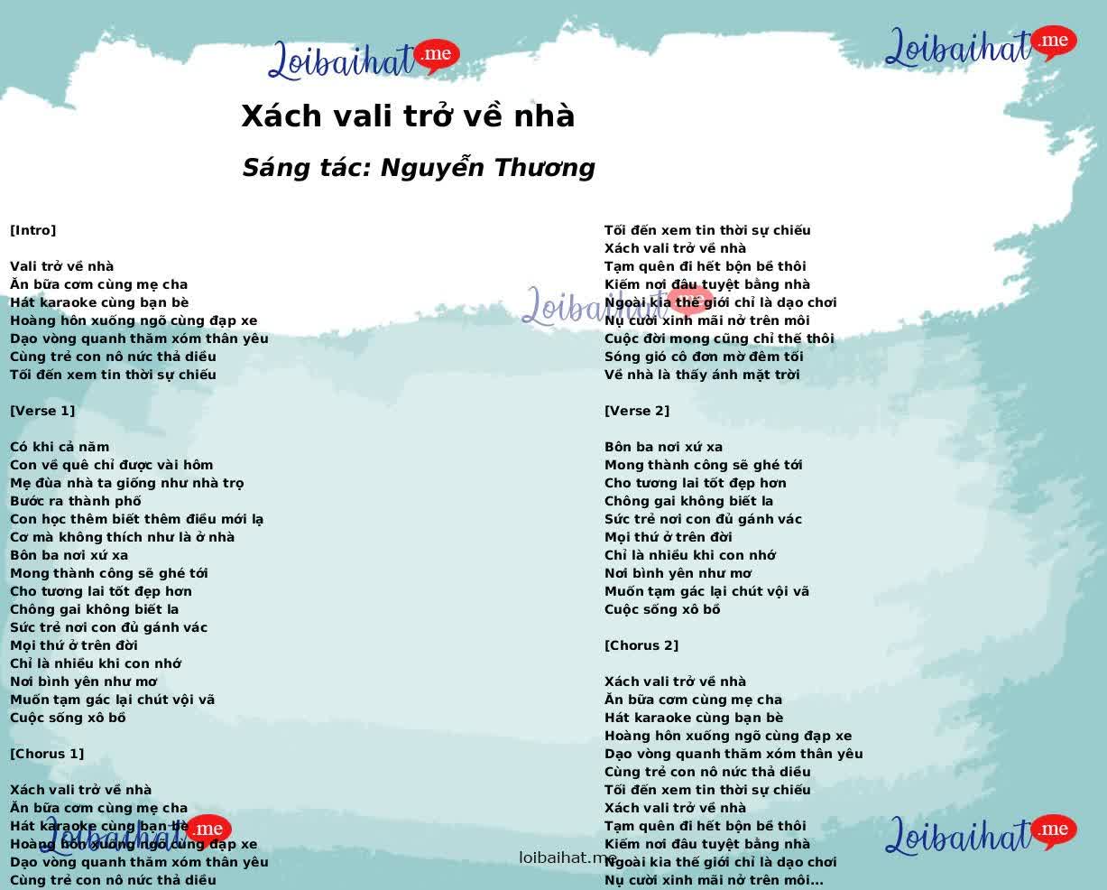 Xách vali trở về nhà