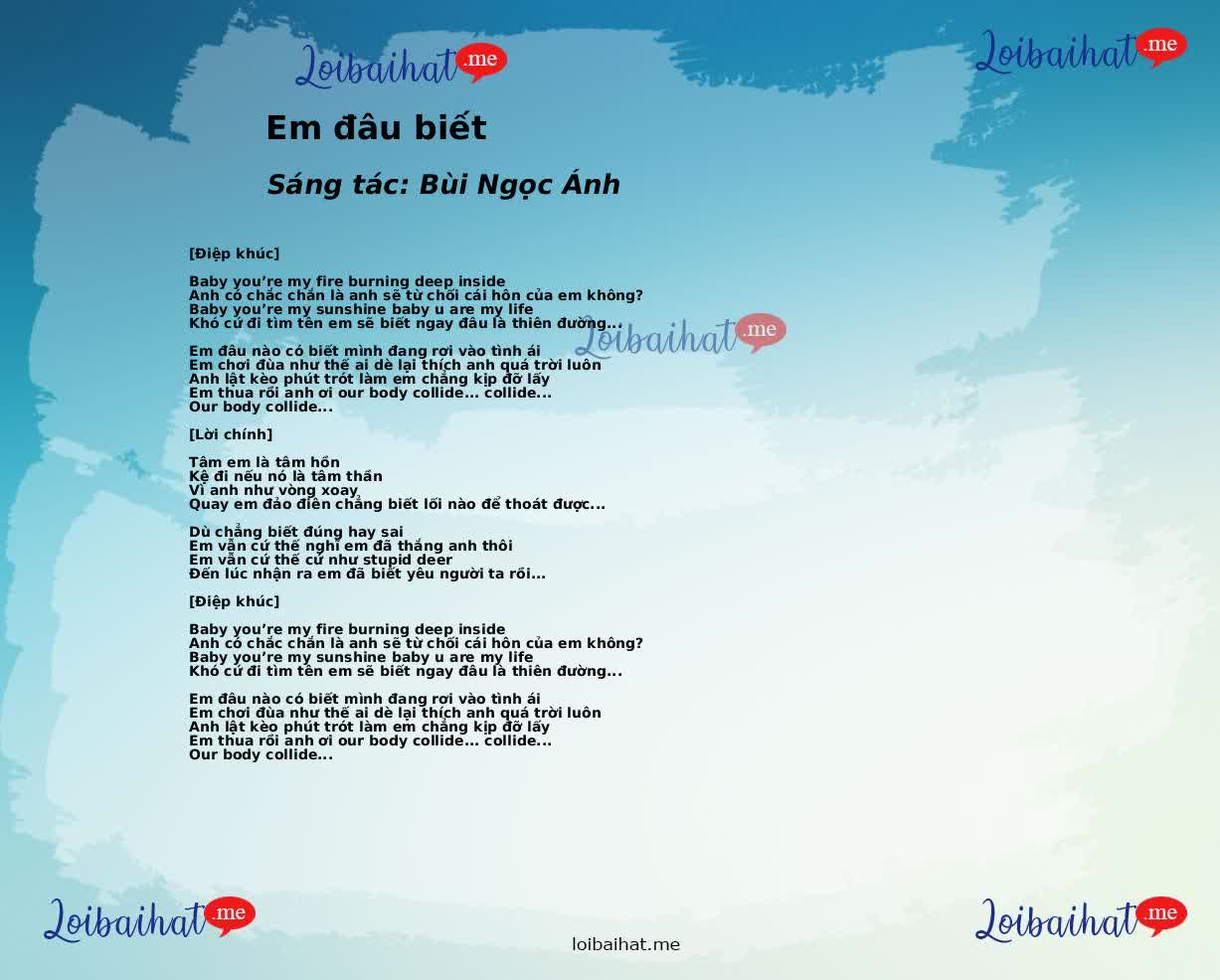 Em đâu biết