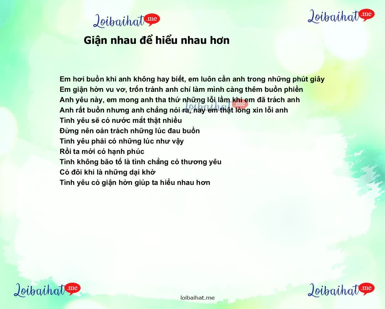 Giận nhau để hiểu nhau hơn