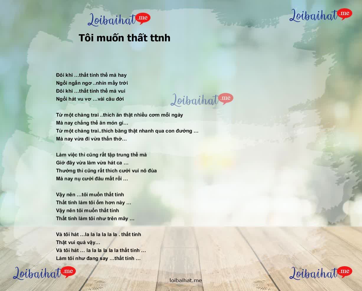 Tôi muốn thất ttnh