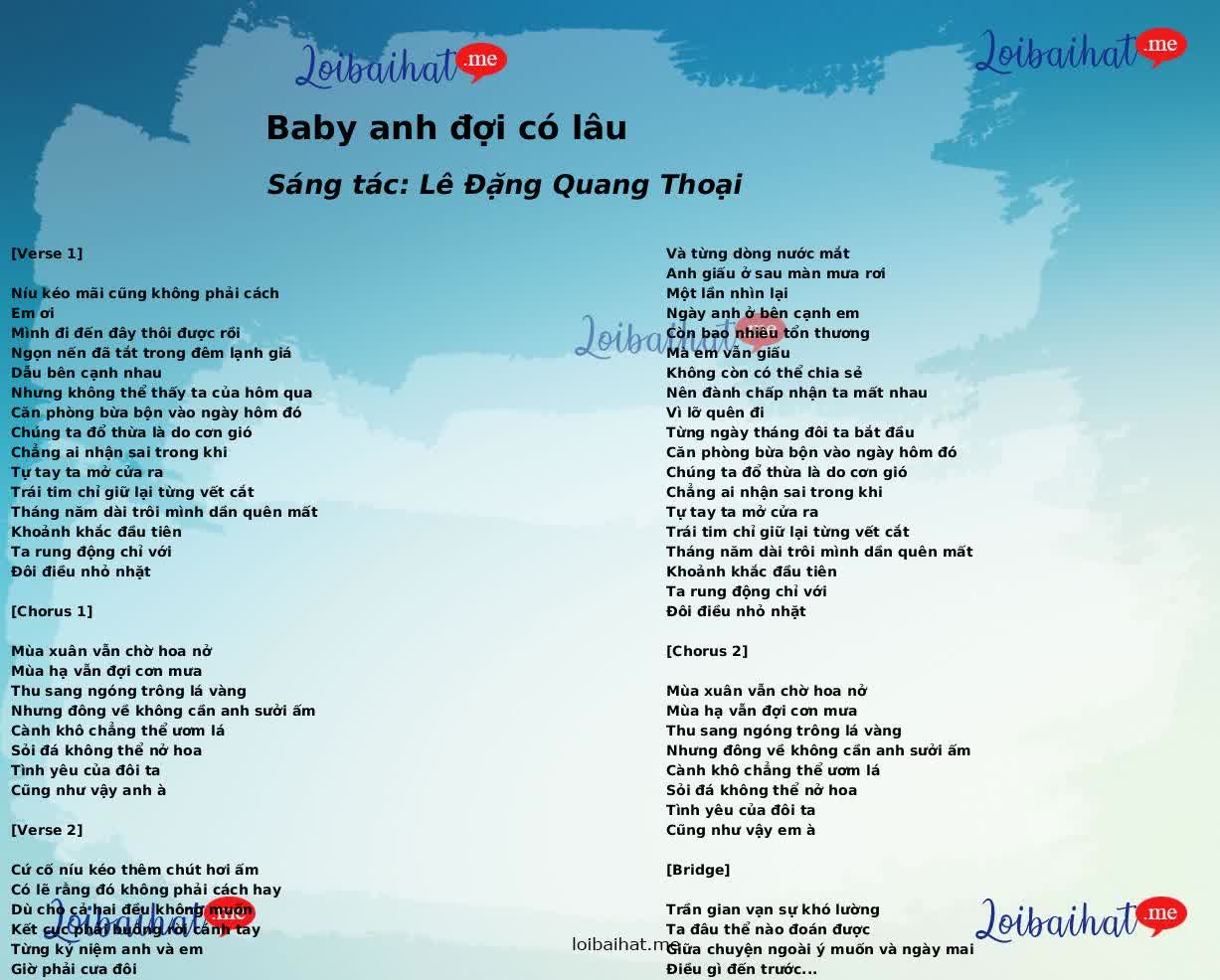 Baby anh đợi có lâu
