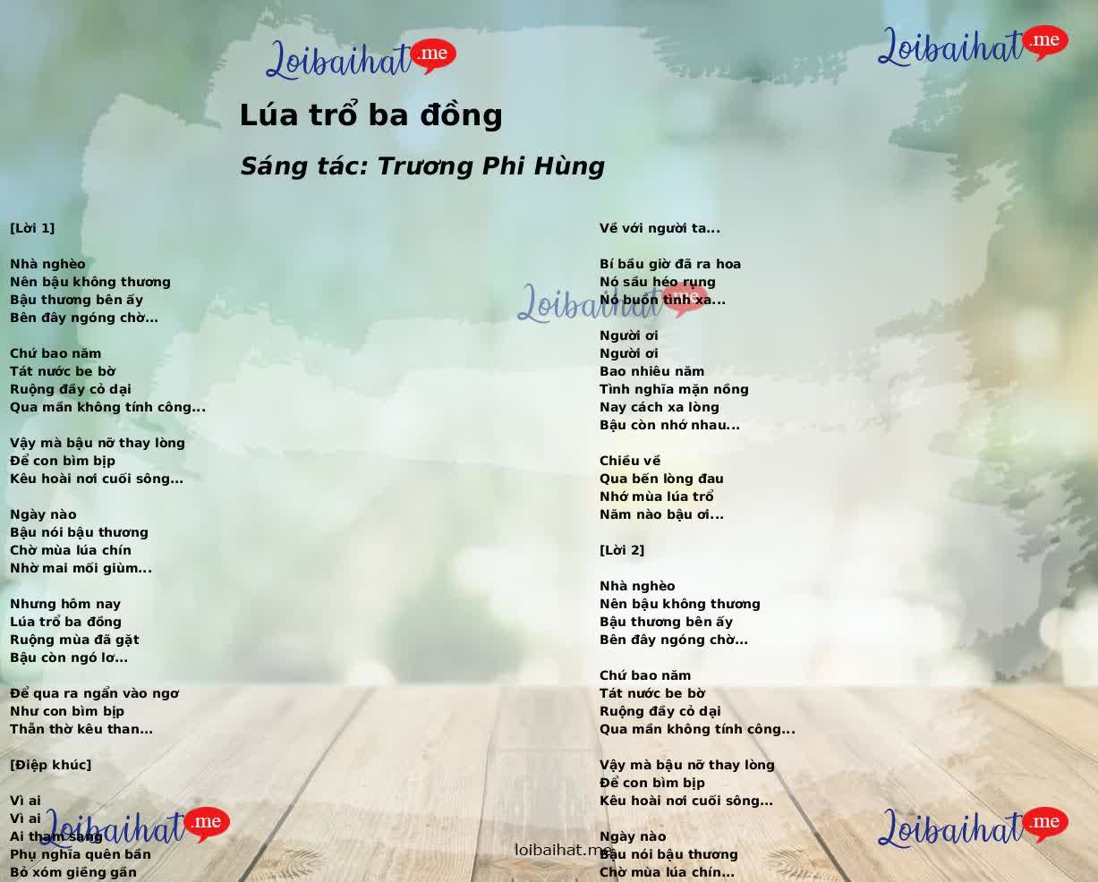 Lúa trổ ba đồng