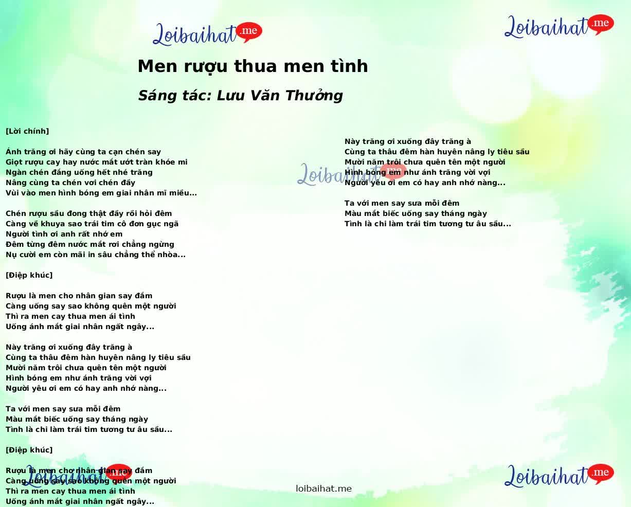 Men rượu thua men tình