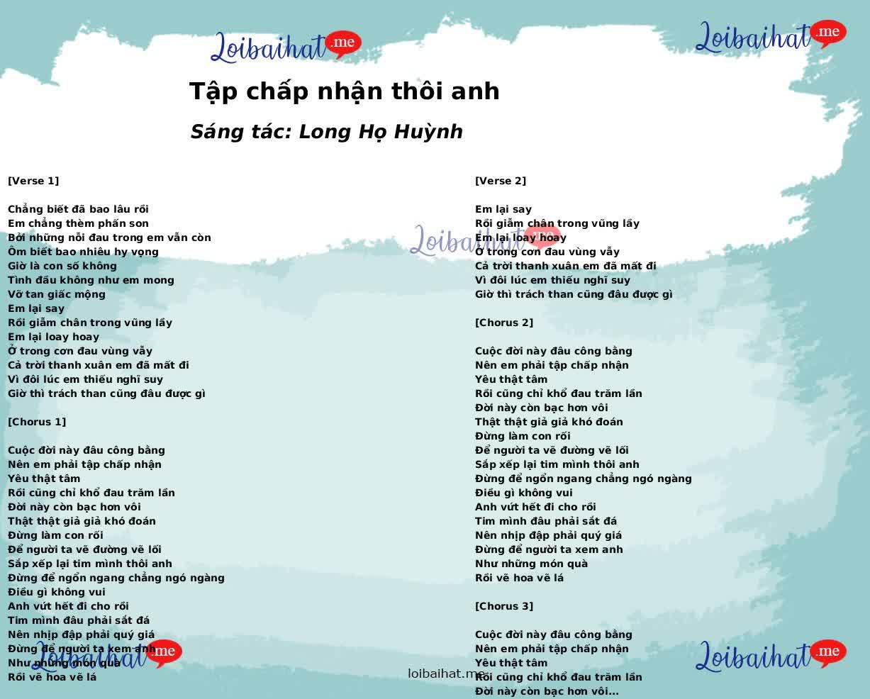 Tập chấp nhận thôi anh