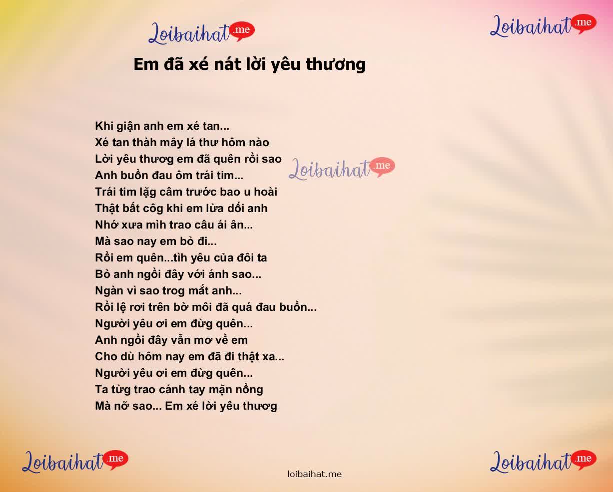 Em đã xé nát lời yêu thương