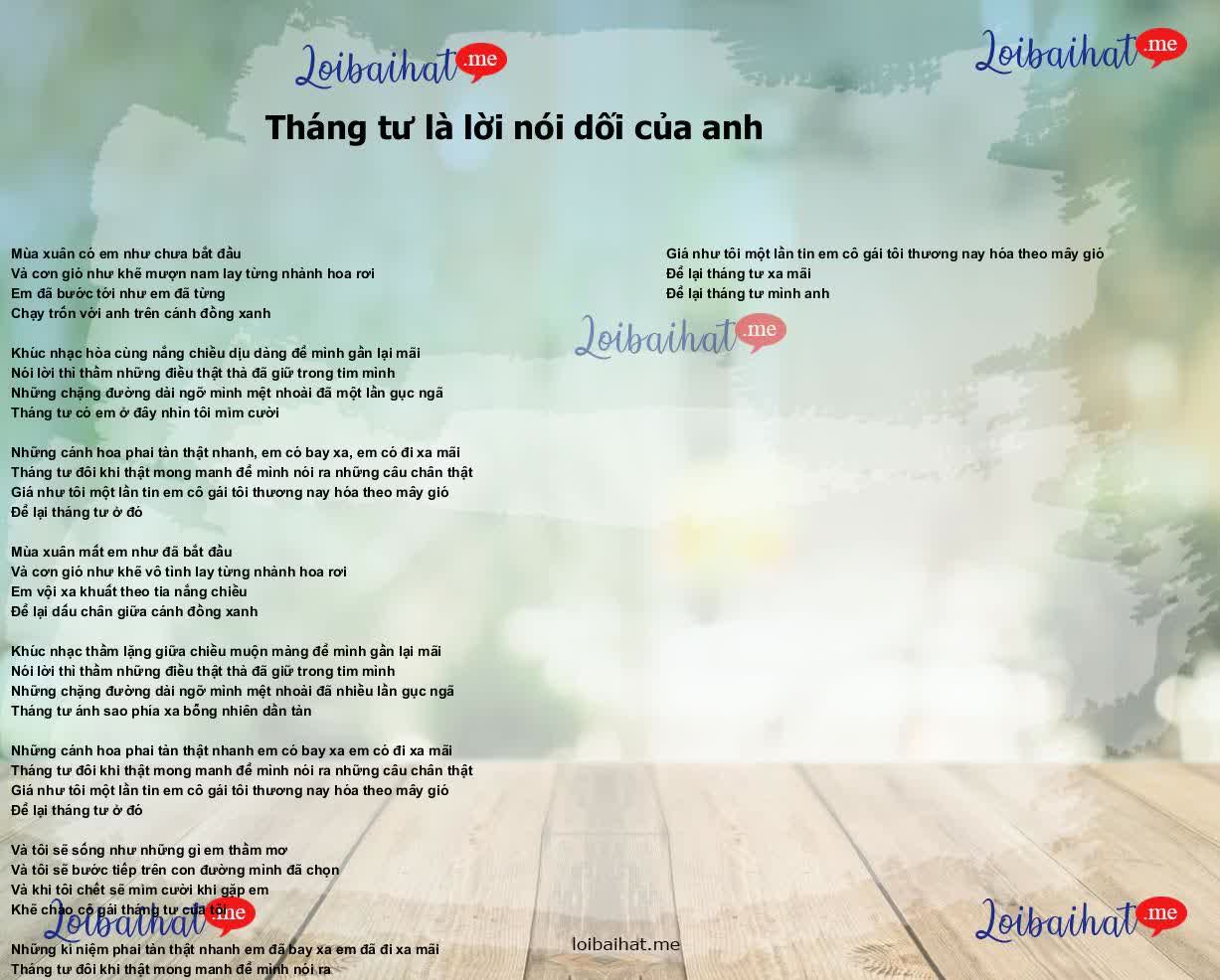 Tháng tư là lời nói dối của anh
