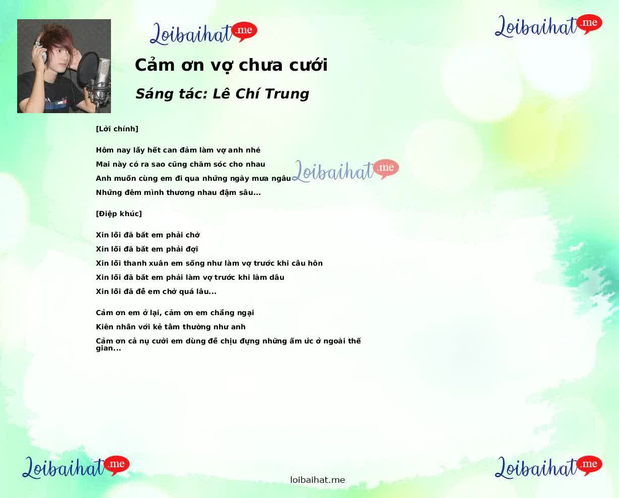 Cảm ơn vợ chưa cưới