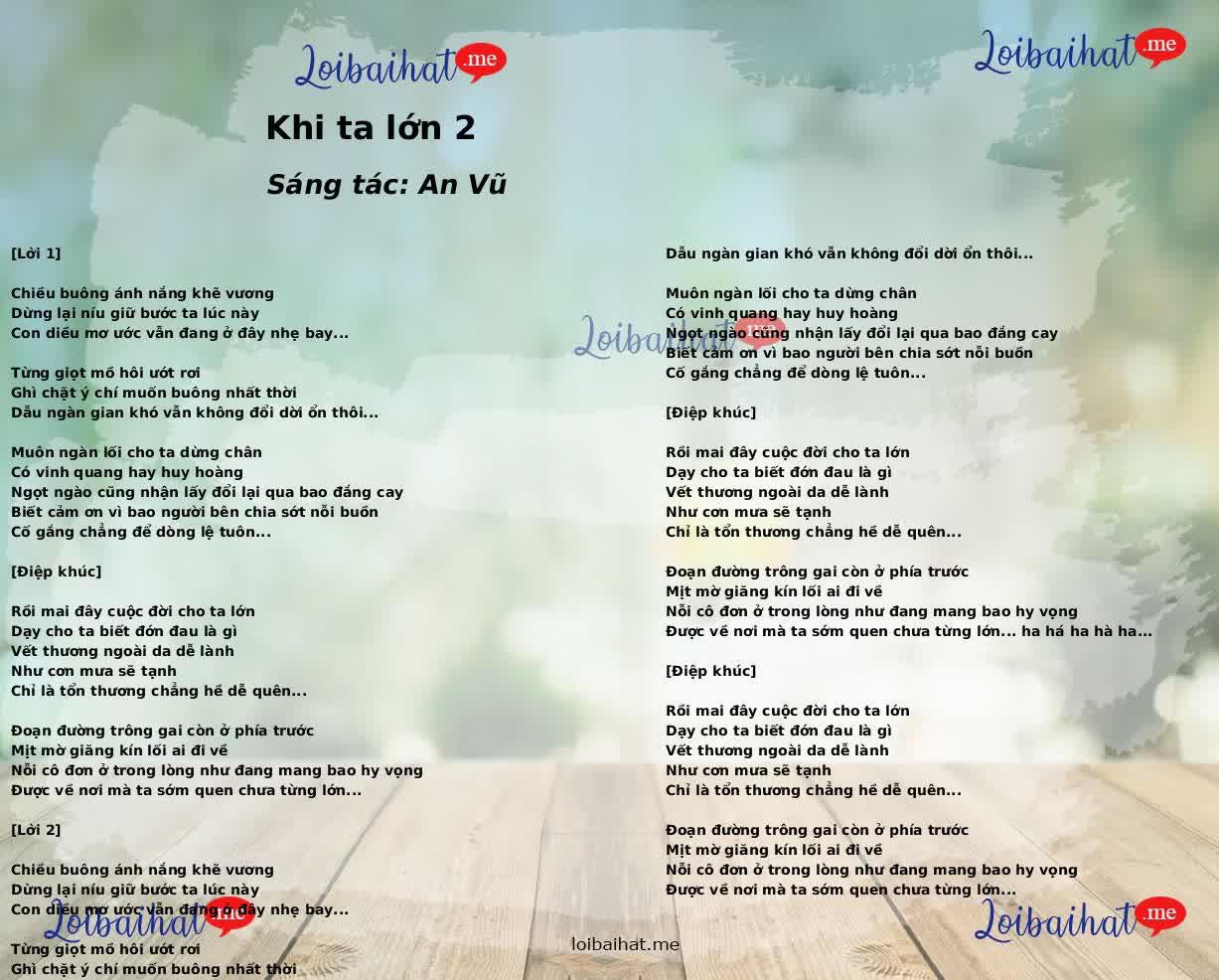 Khi ta lớn 2