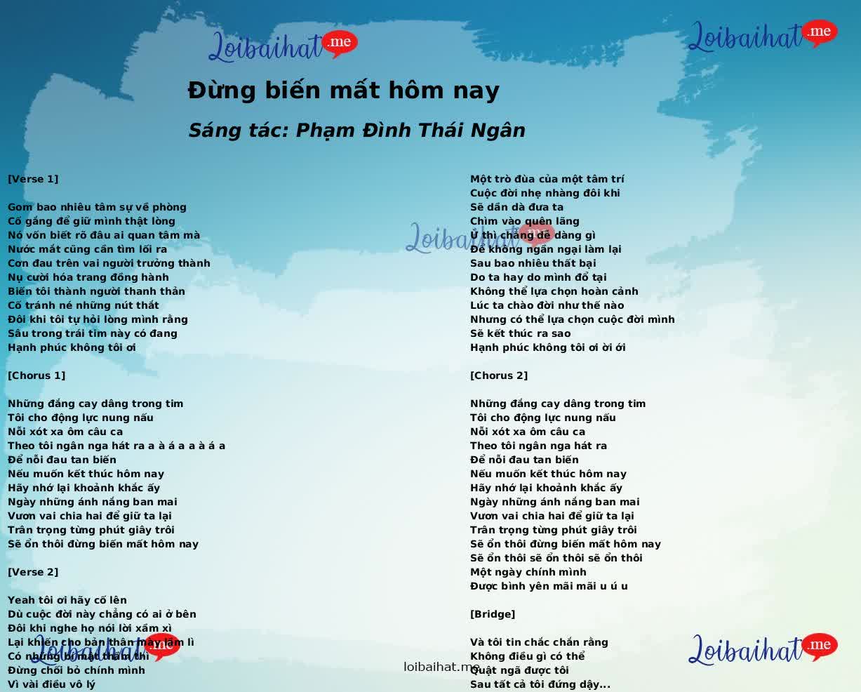 Đừng biến mất hôm nay