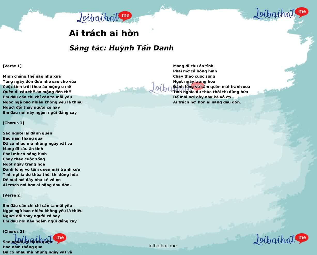Ai trách ai hờn
