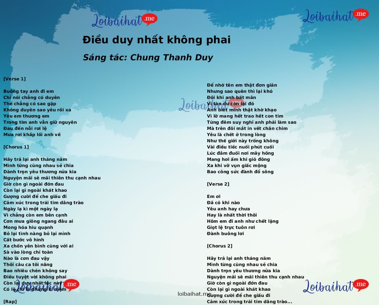 Điều duy nhất không phai