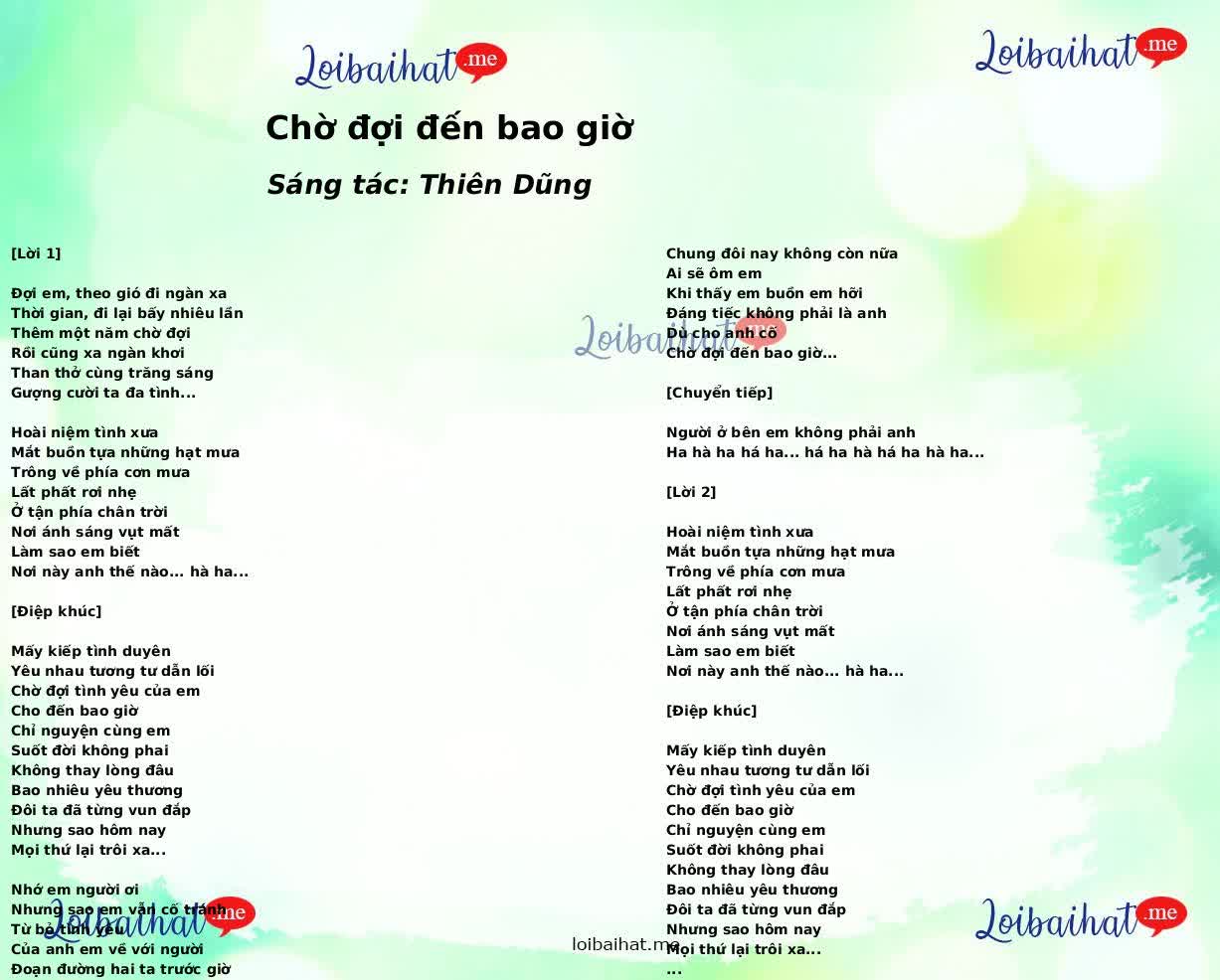 Chờ đợi đến bao giờ