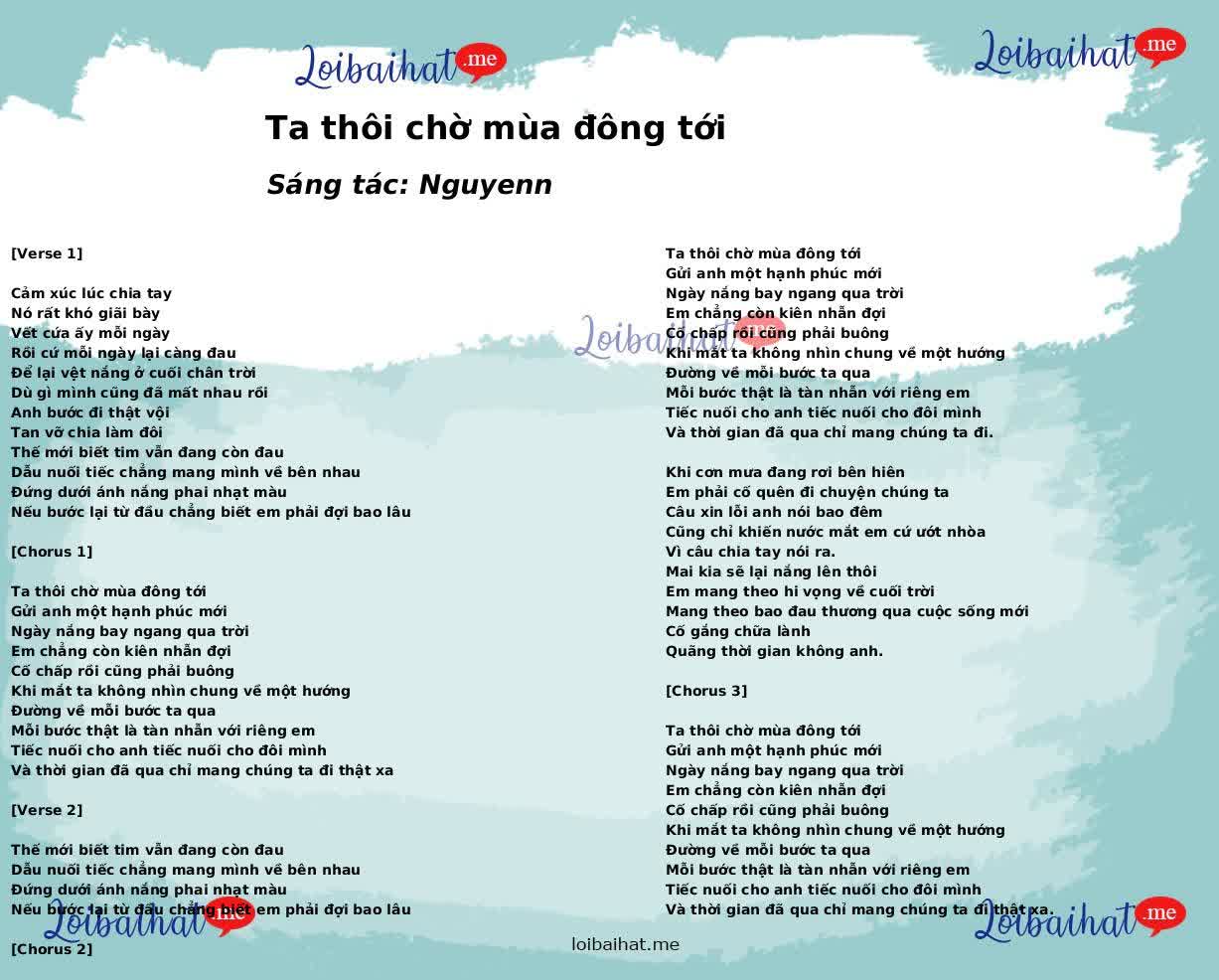 Ta thôi chờ mùa đông tới