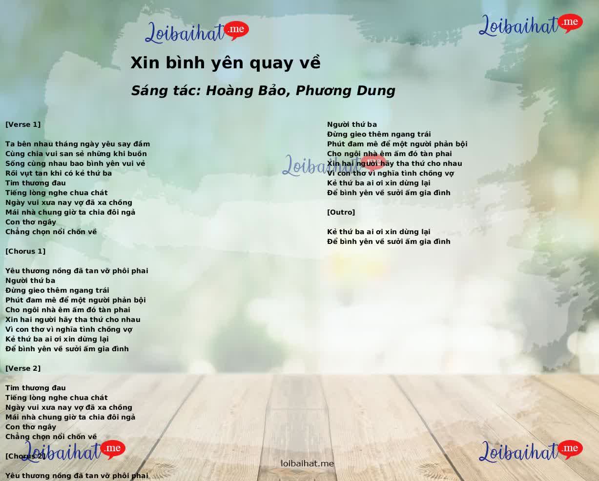 Xin bình yên quay về
