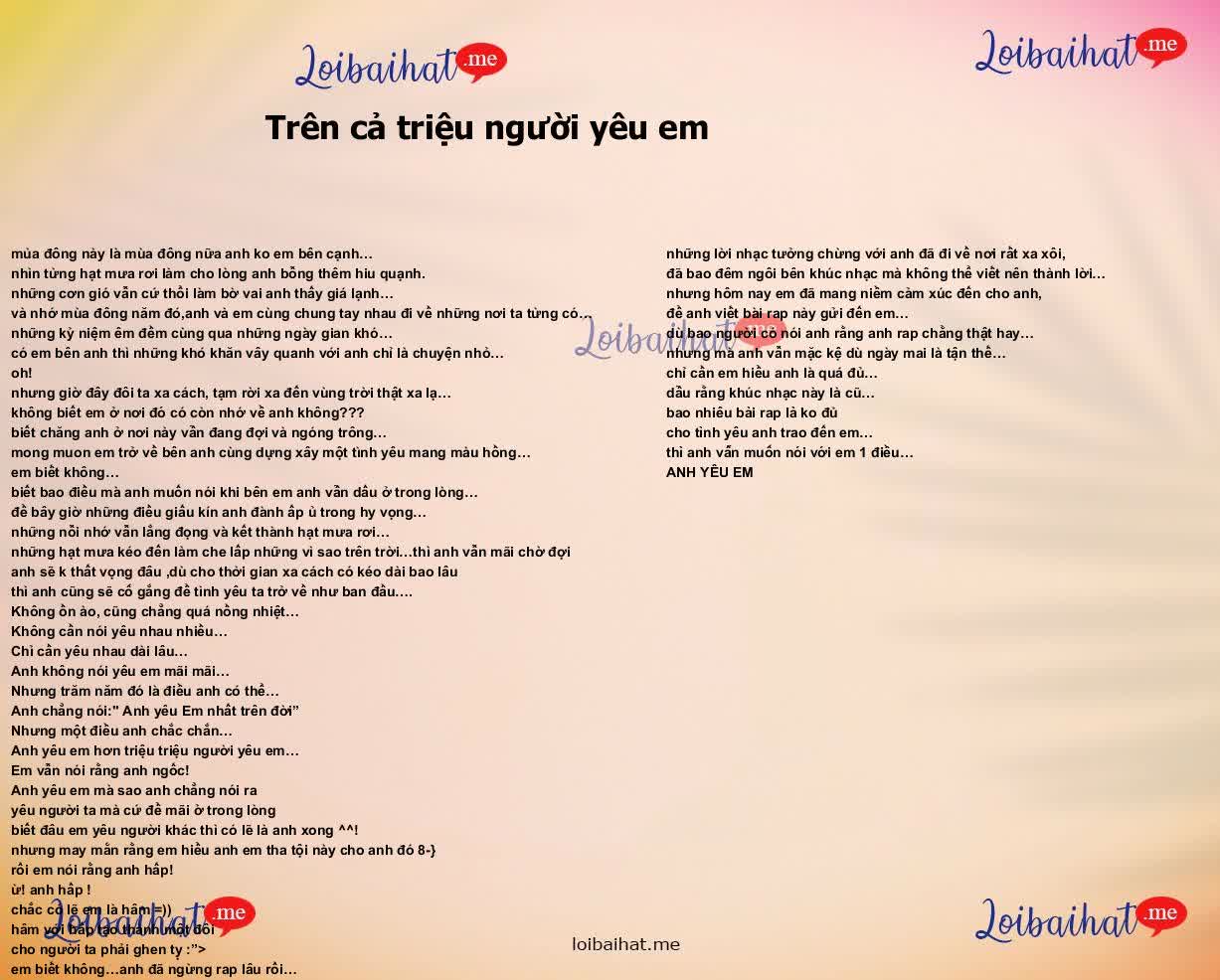 Trên cả triệu người yêu em