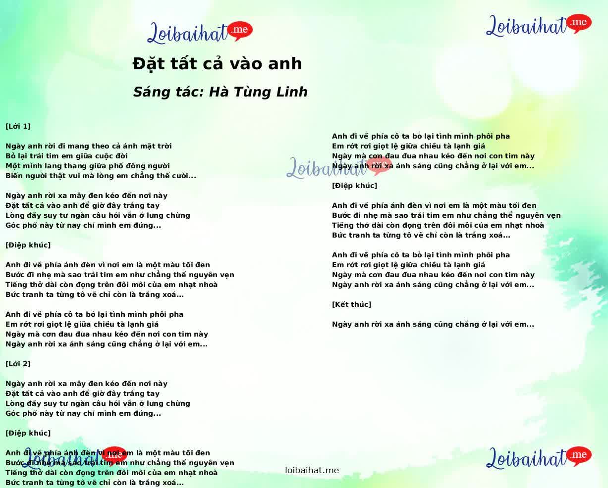 Đặt tất cả vào anh