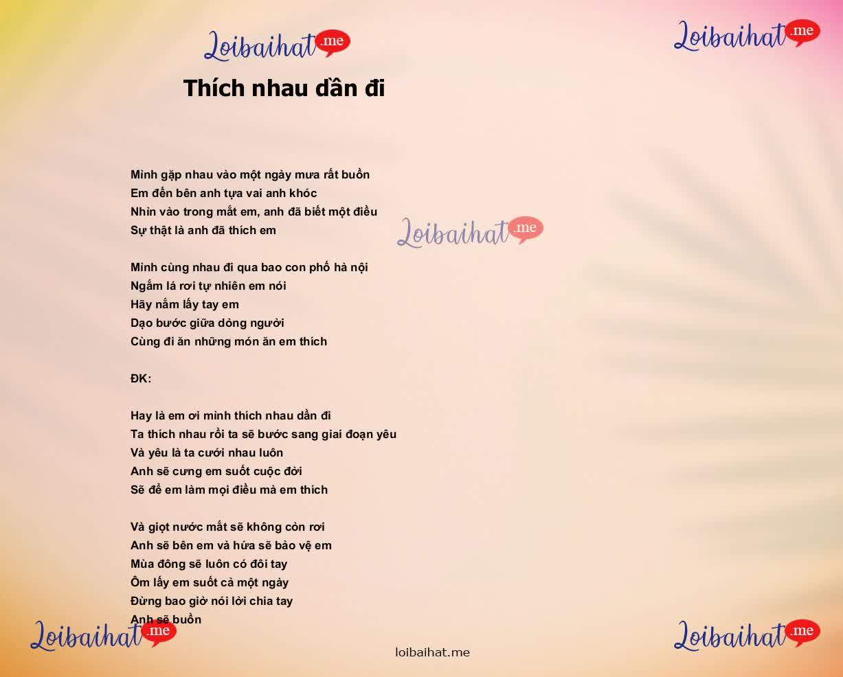 Thích nhau dần đi