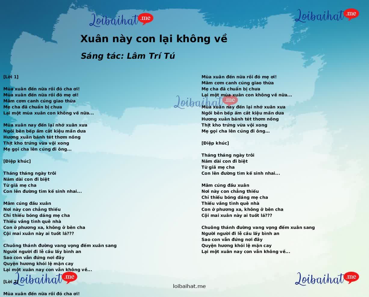 Xuân này con lại không về