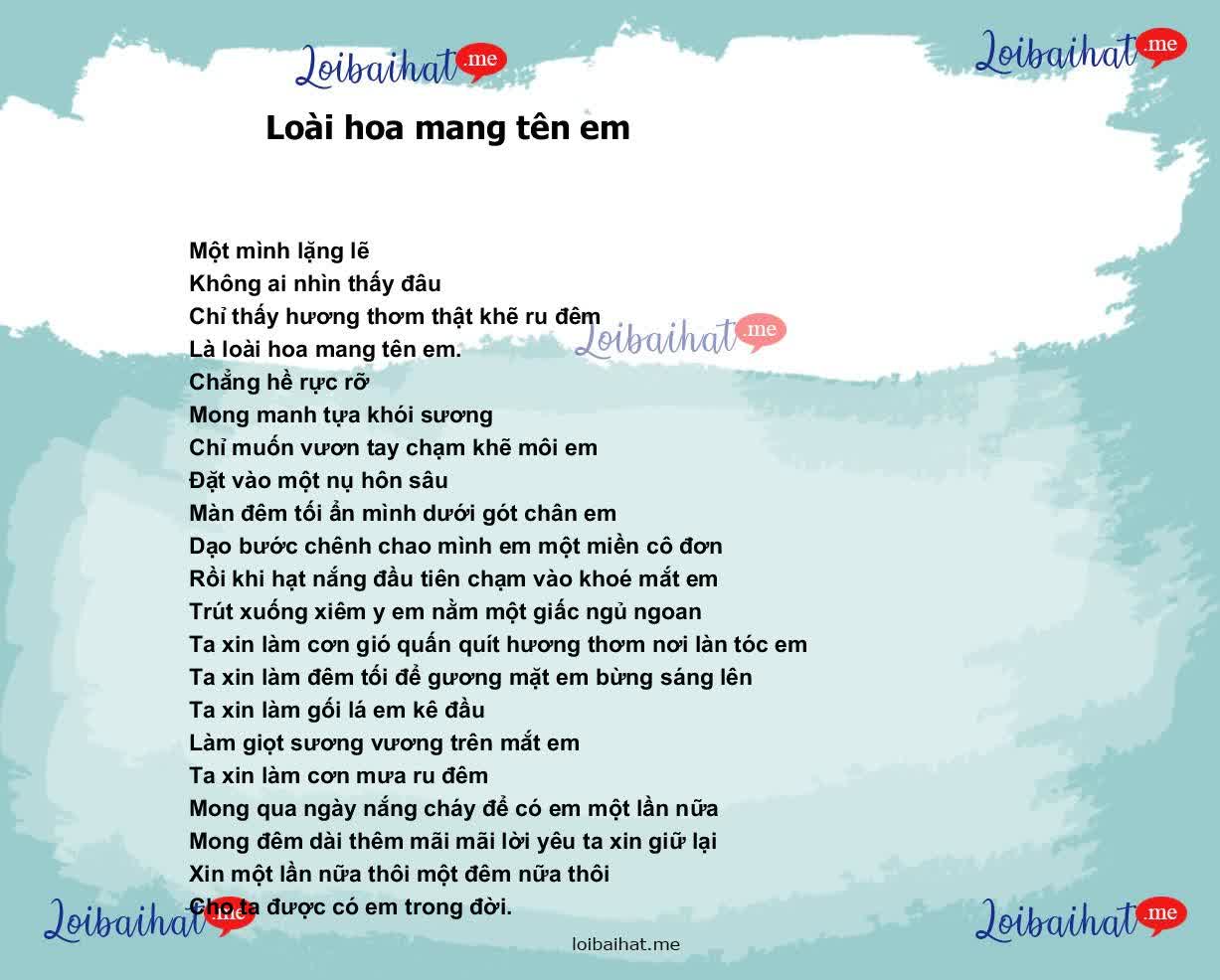 Loài hoa mang tên em