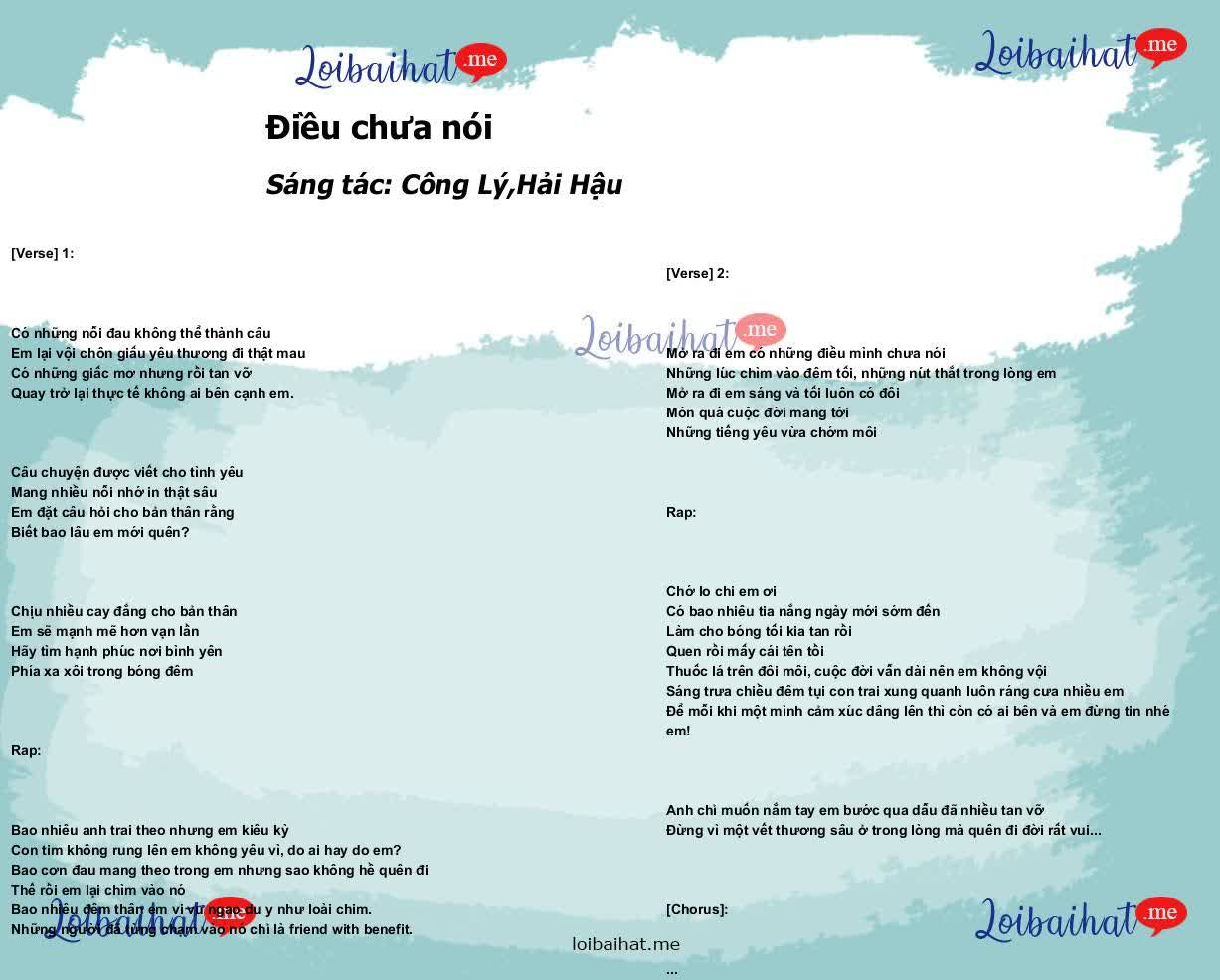 Lời bài hát Điều chưa nói