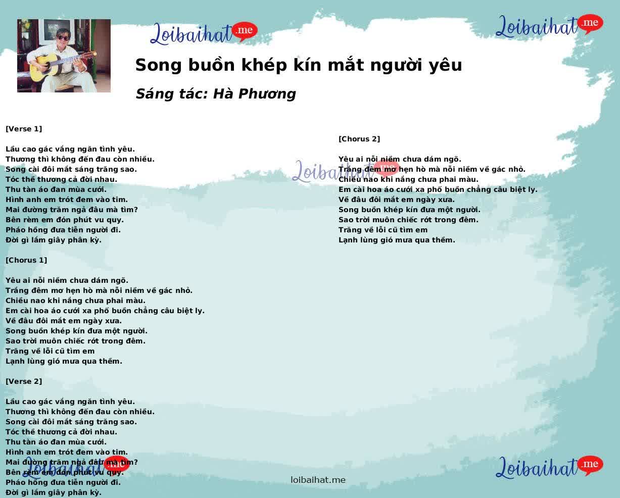 Song buồn khép kín mắt người yêu