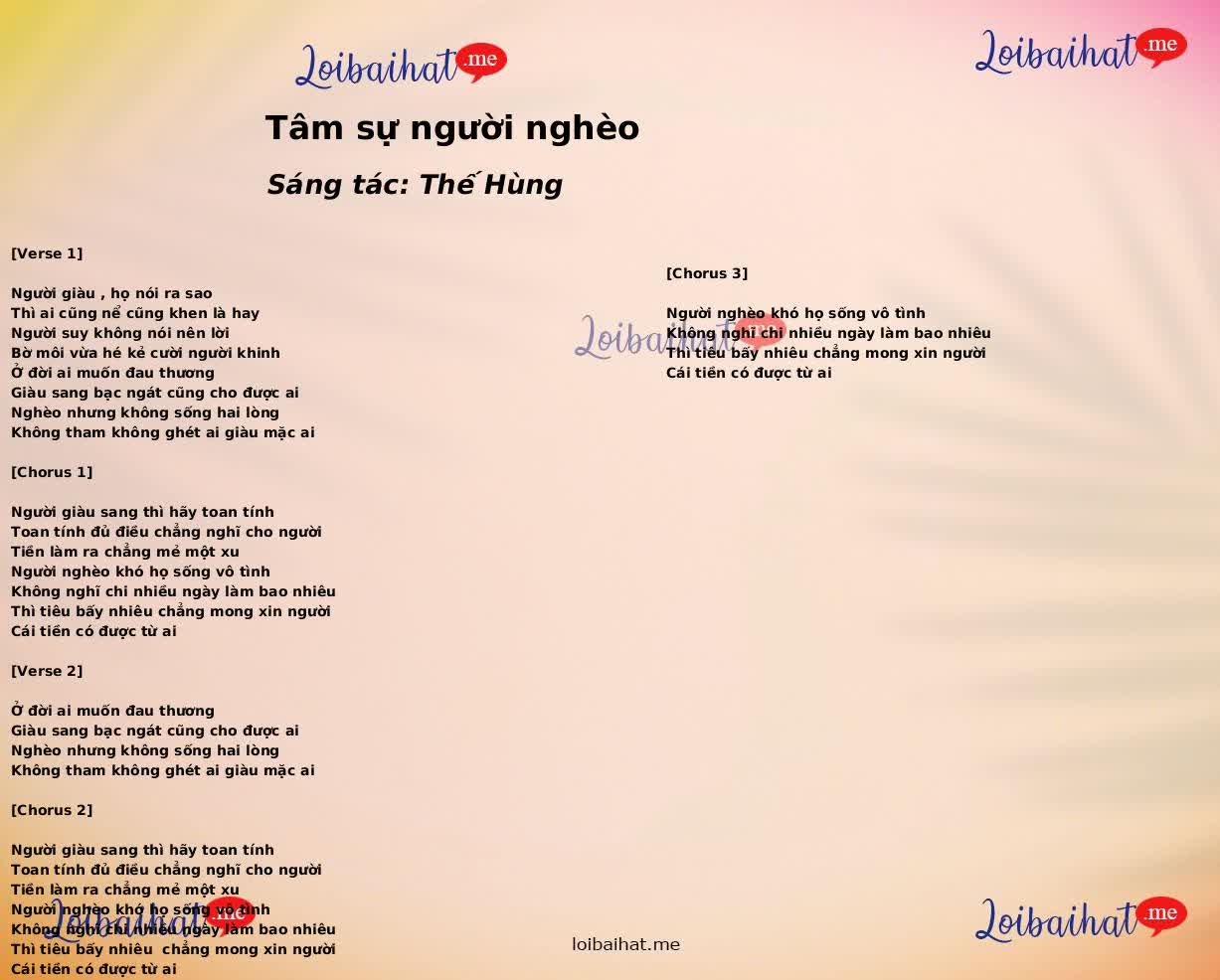 Tâm sự người nghèo