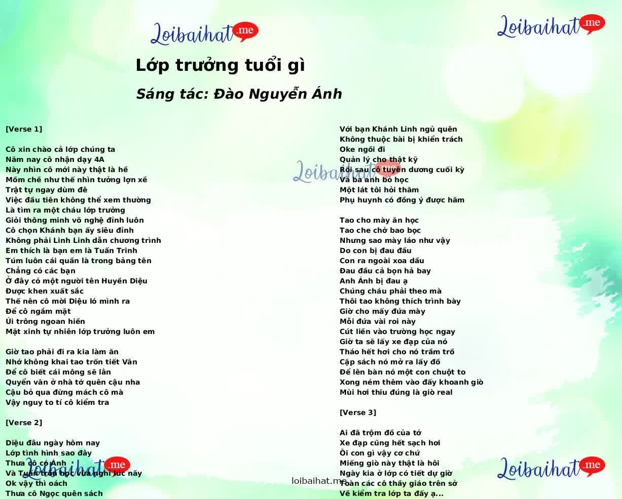 Lớp trưởng tuổi gì