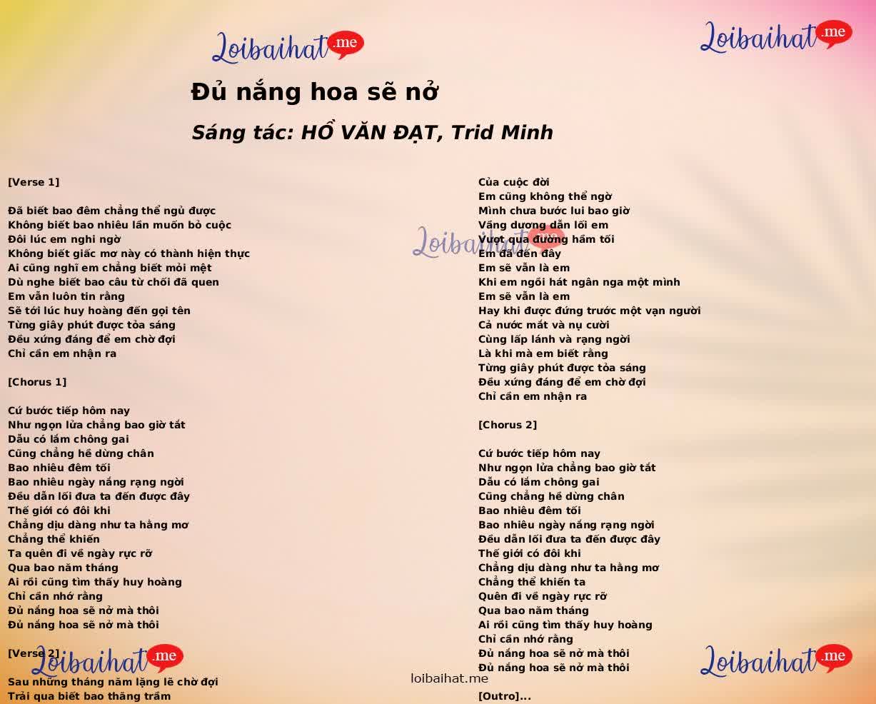 Đủ nắng hoa sẽ nở