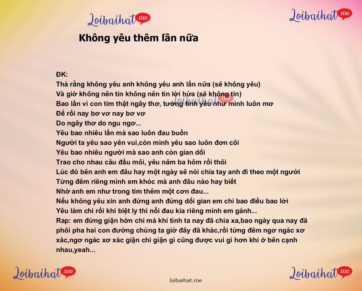 Không yêu thêm lần nữa