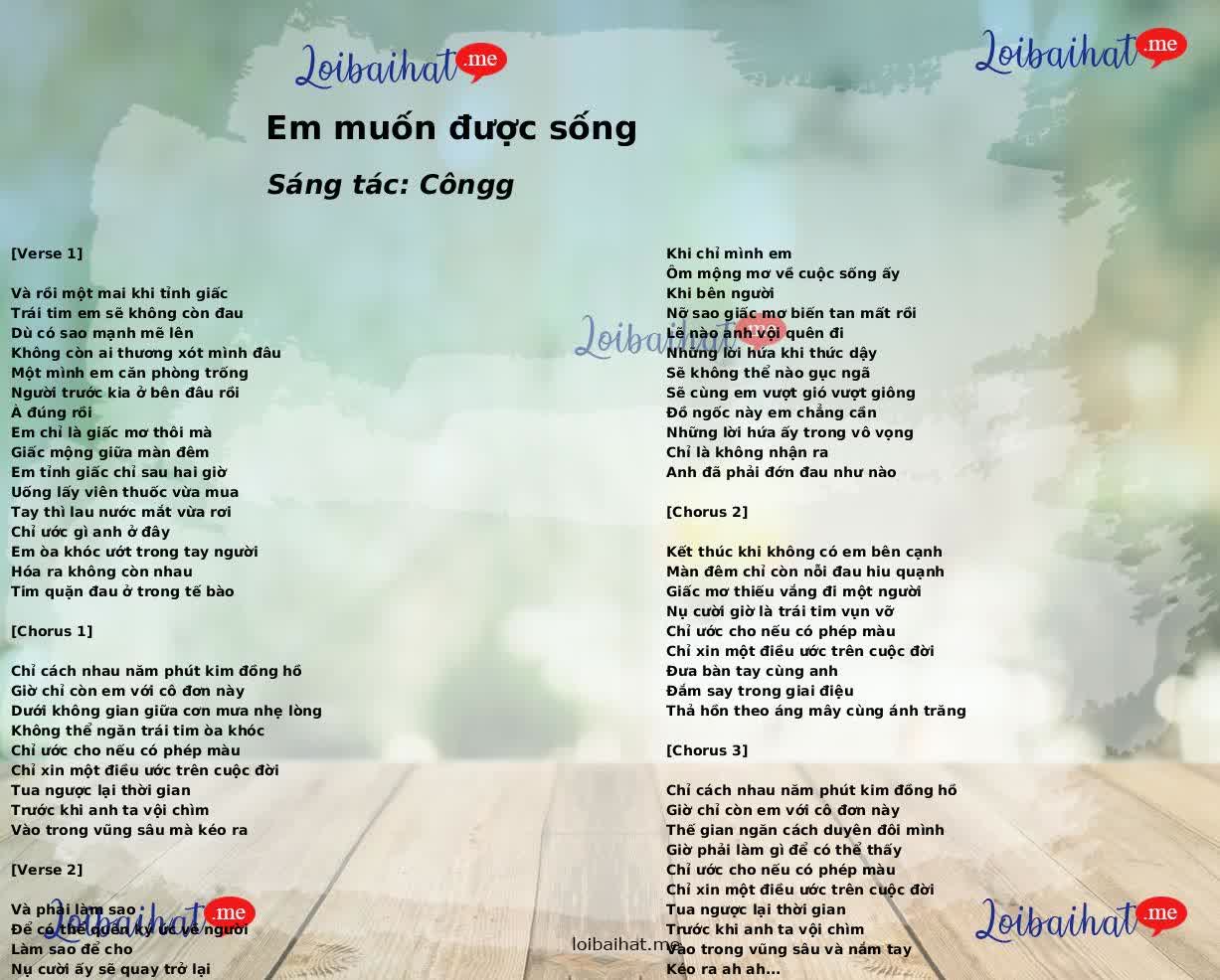 Em muốn được sống