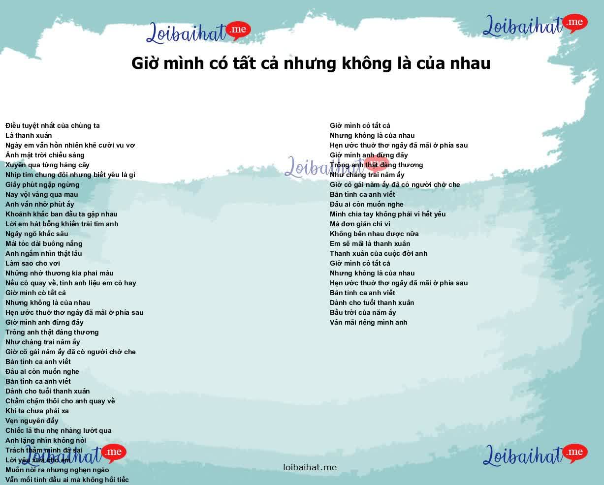 Giờ mình có tất cả nhưng không là của nhau