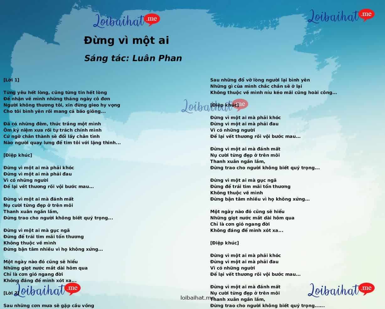Đừng vì một ai