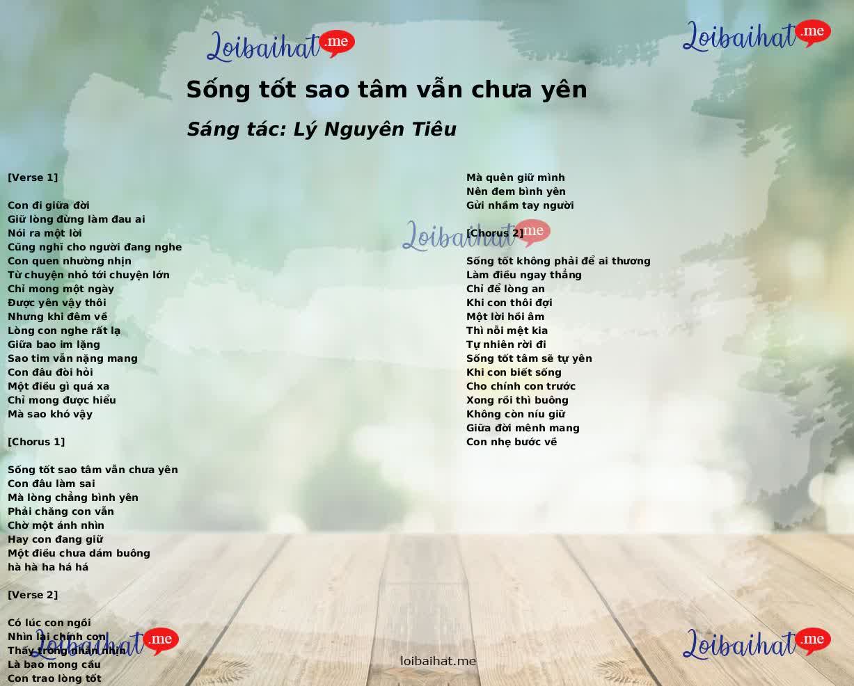 Sống tốt sao tâm vẫn chưa yên