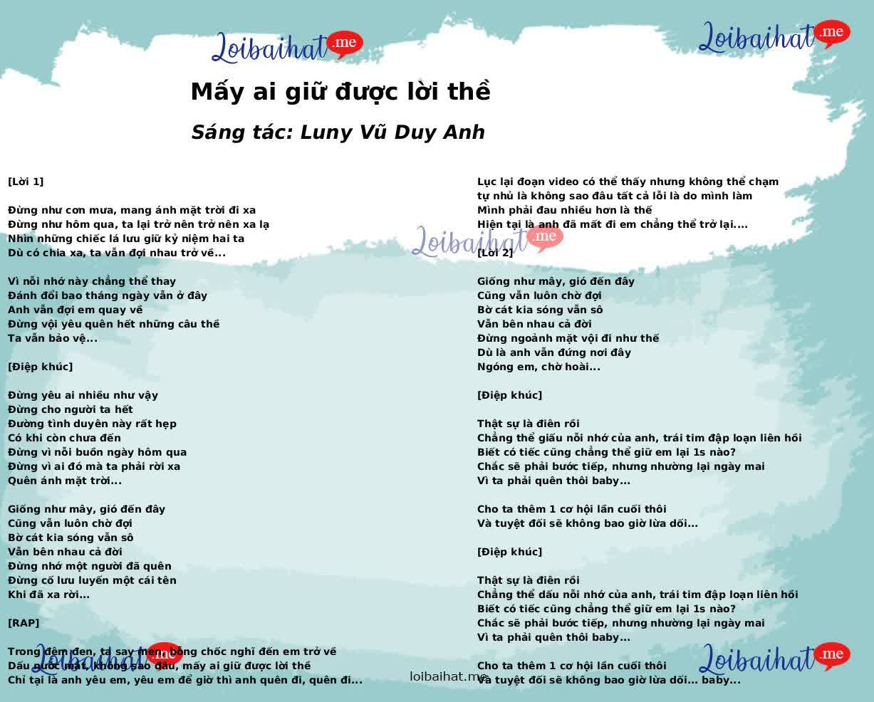 Mấy ai giữ được lời thề